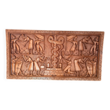 Ancient Carved Panel Bas Relief Sculpture Benin Dahomey Ritual Scene