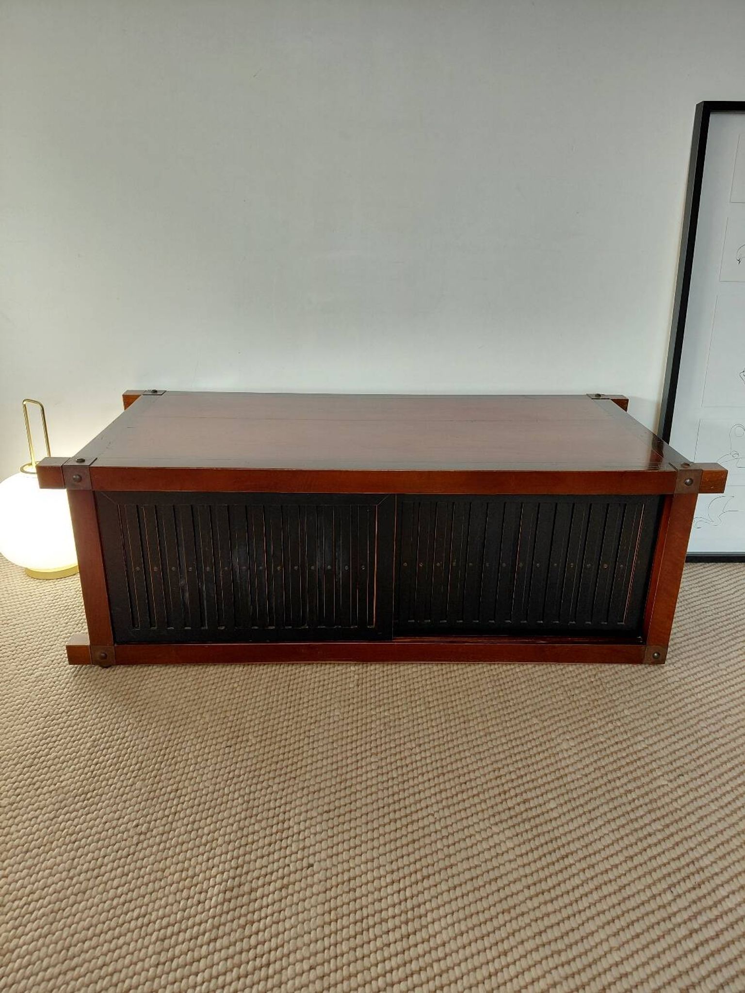 Buffet, meuble TV en bois Roche Bobois, style japandi