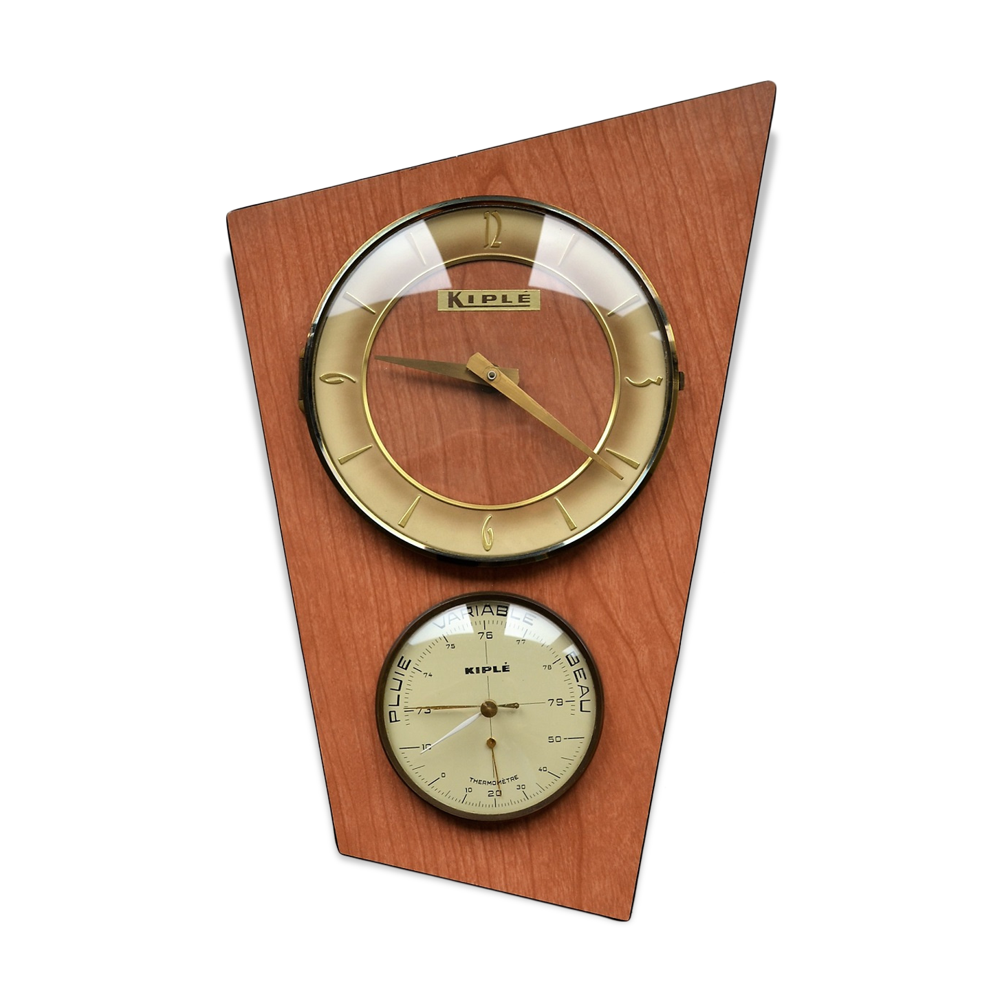 Clock barometer thermometer Kiplé formica vintage 1960s