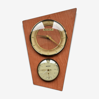 Horloge baromètre thermomètre Kiplé formica vintage 1960s