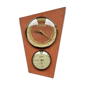 Clock barometer thermometer Kiplé formica vintage 1960s