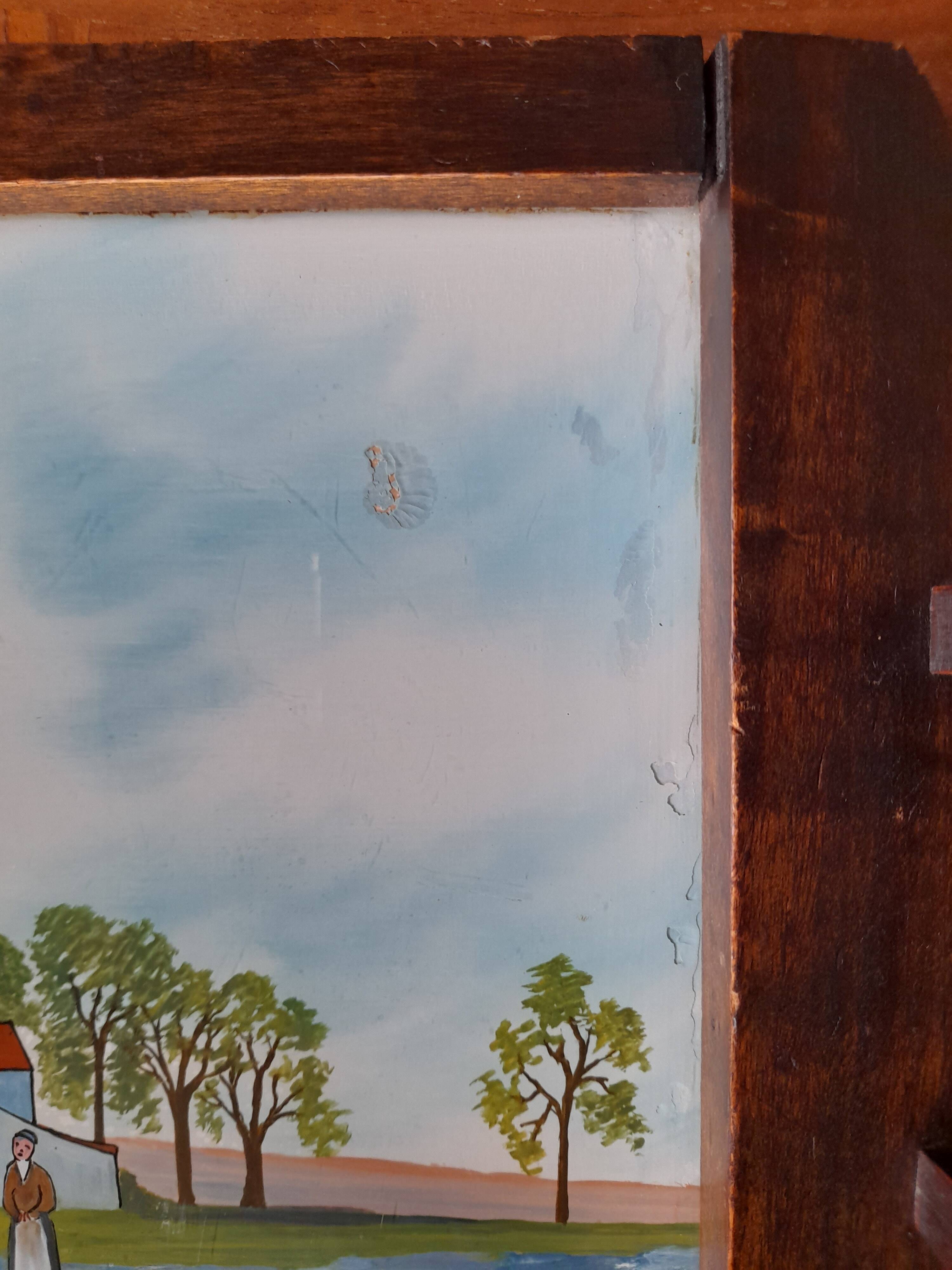 1930s tray, glass, painted wood