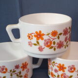 4 coffee cups Arcopal, 1970 Scania flowers