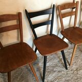 Set of 4 mismatched vintage chairs compass legs