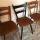 Set of 4 mismatched vintage chairs compass legs