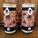 Pair of vases Egyptomania porcelain of Bayeux