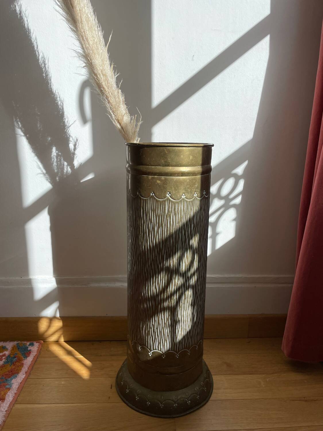 Gold metal umbrella stand