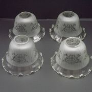 Set of 4 Victorian Style Bell-Shaped Glass Replacement Shades Frilled Edge