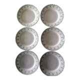 Set of 6 flat plates opaque porcelain of gien