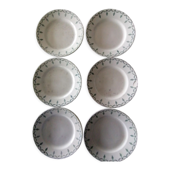 Set of 6 flat plates opaque porcelain of gien
