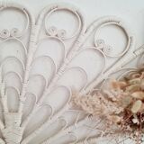 Peacock headboard in white rattan