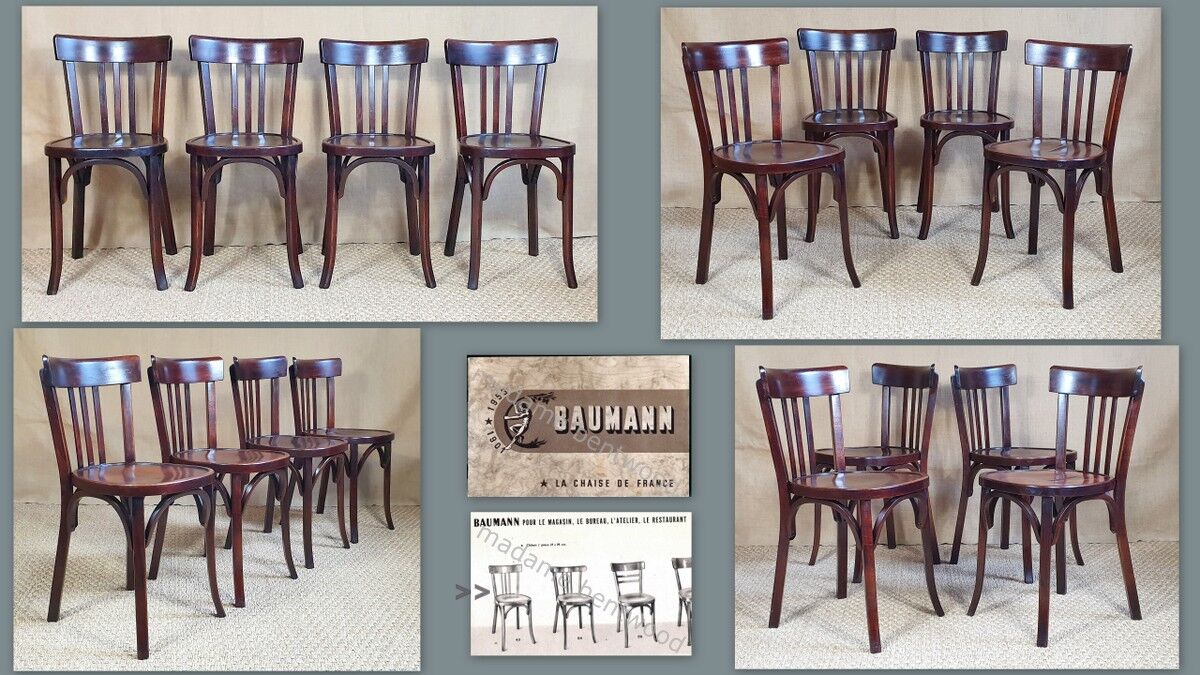 Set 4 chairs Baumann No.43 50s