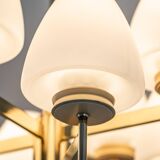 Sputnik chandelier with opaline glass by Kaiser, Germany, 1970s.