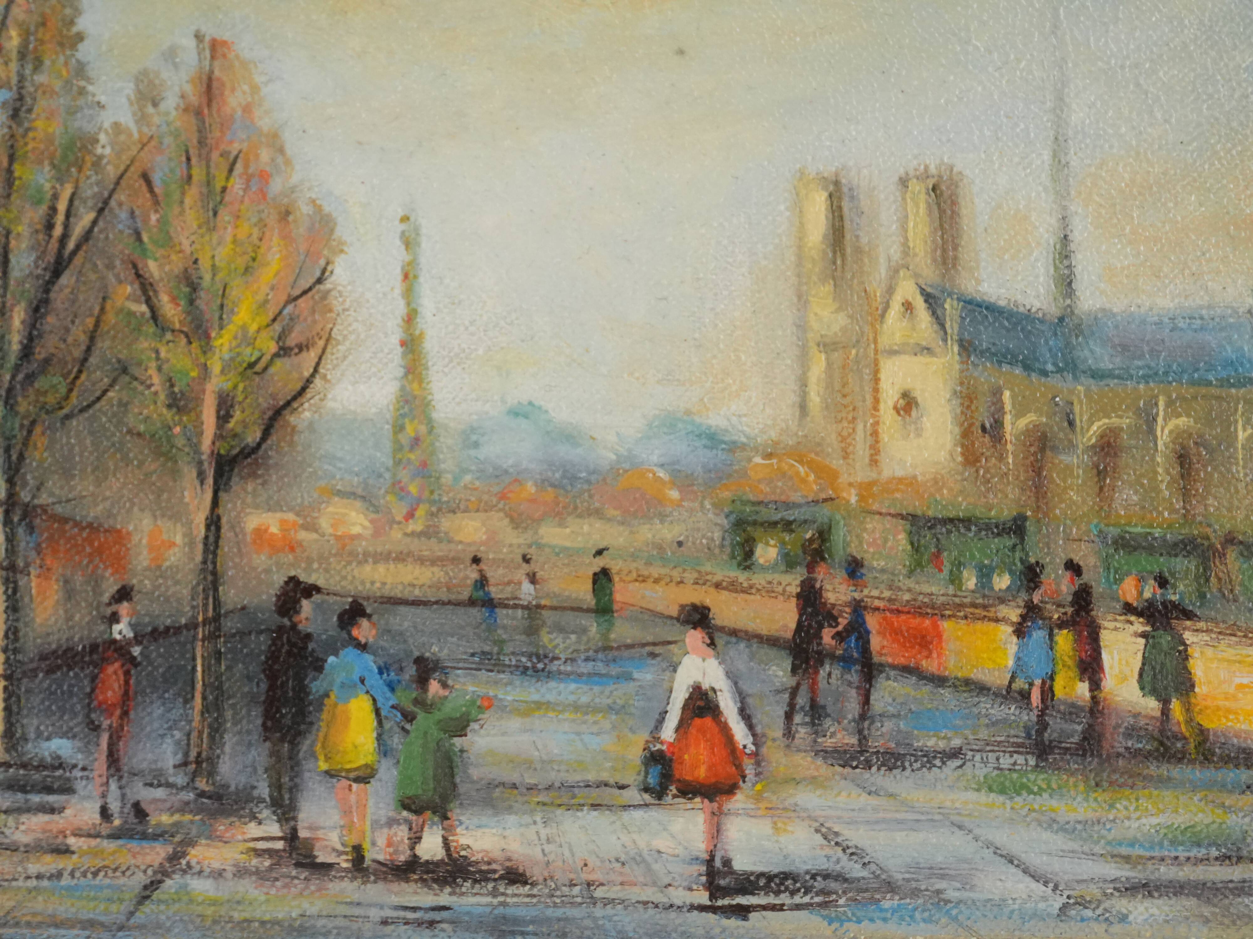 Michel PABOIS : Paris, Vue sur Notre Dame, huile sur toile originale signée