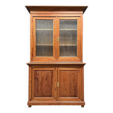 Armoire d'école en pin belge avec vitres nervurées