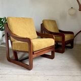 Yellow velvet sled chairs