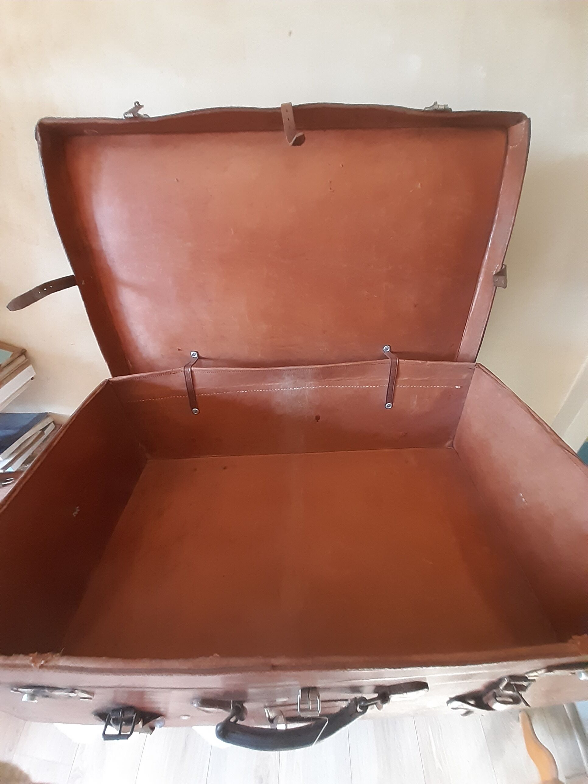 Large leather suitcase