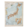 Gravure ancienne 1898, Japon, carte, Asie, Tokyo • Lithographie, Planche originale