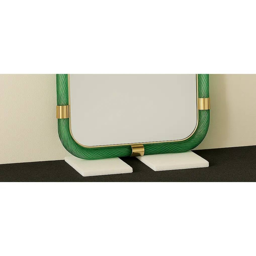 Italian Monumental Rectangular “Torciglione” Wall Mirror Murano Glass