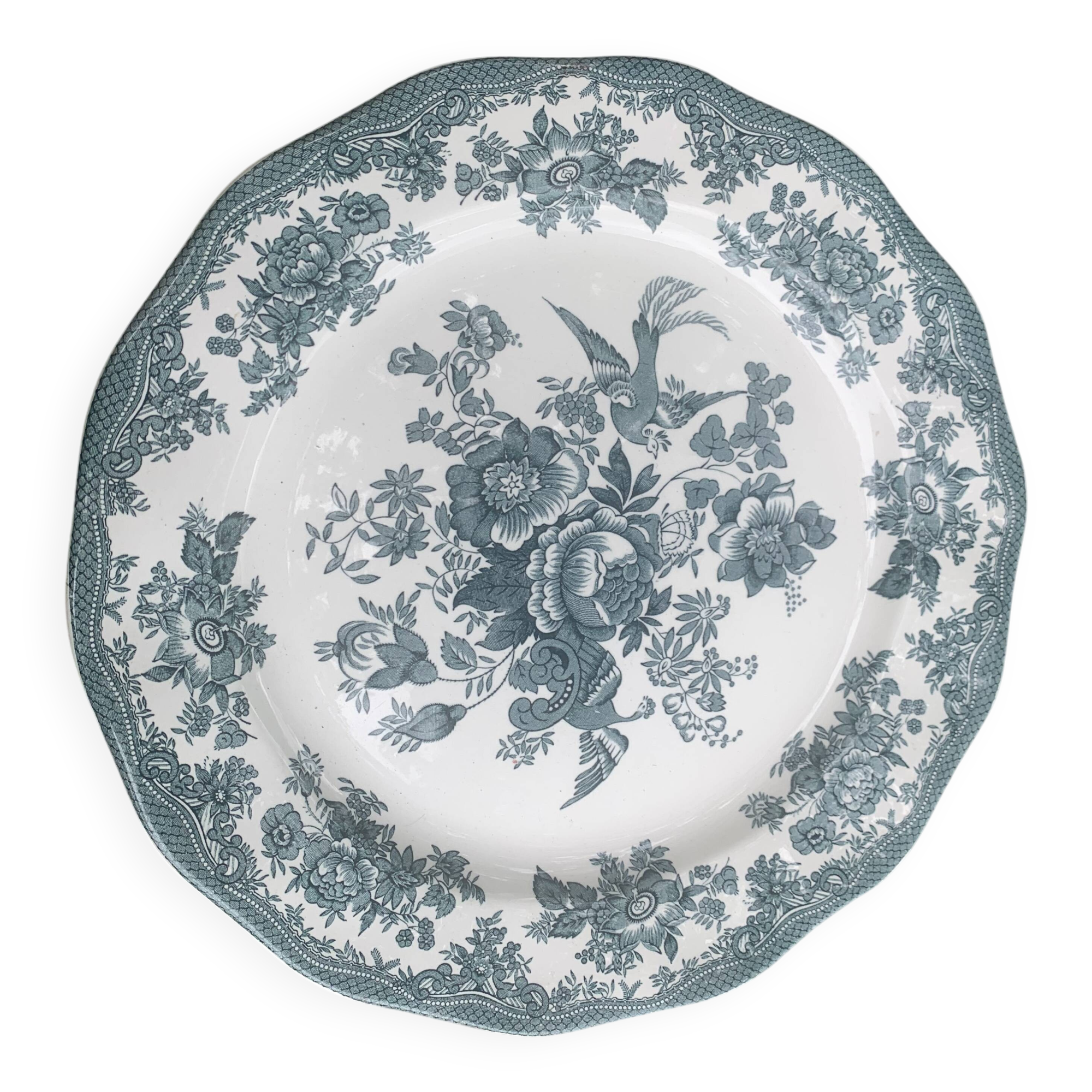 Pie dish, asiatic pheasants Enoch Wedgwood, antique bird decor