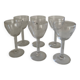 Set of 6 port wine glasses with engraved cherry decor from the 50s/60s