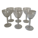 Set of 6 port wine glasses with engraved cherry decor from the 50s/60s