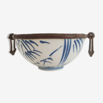 Asian bowl with metal frame in imitation of bamboo