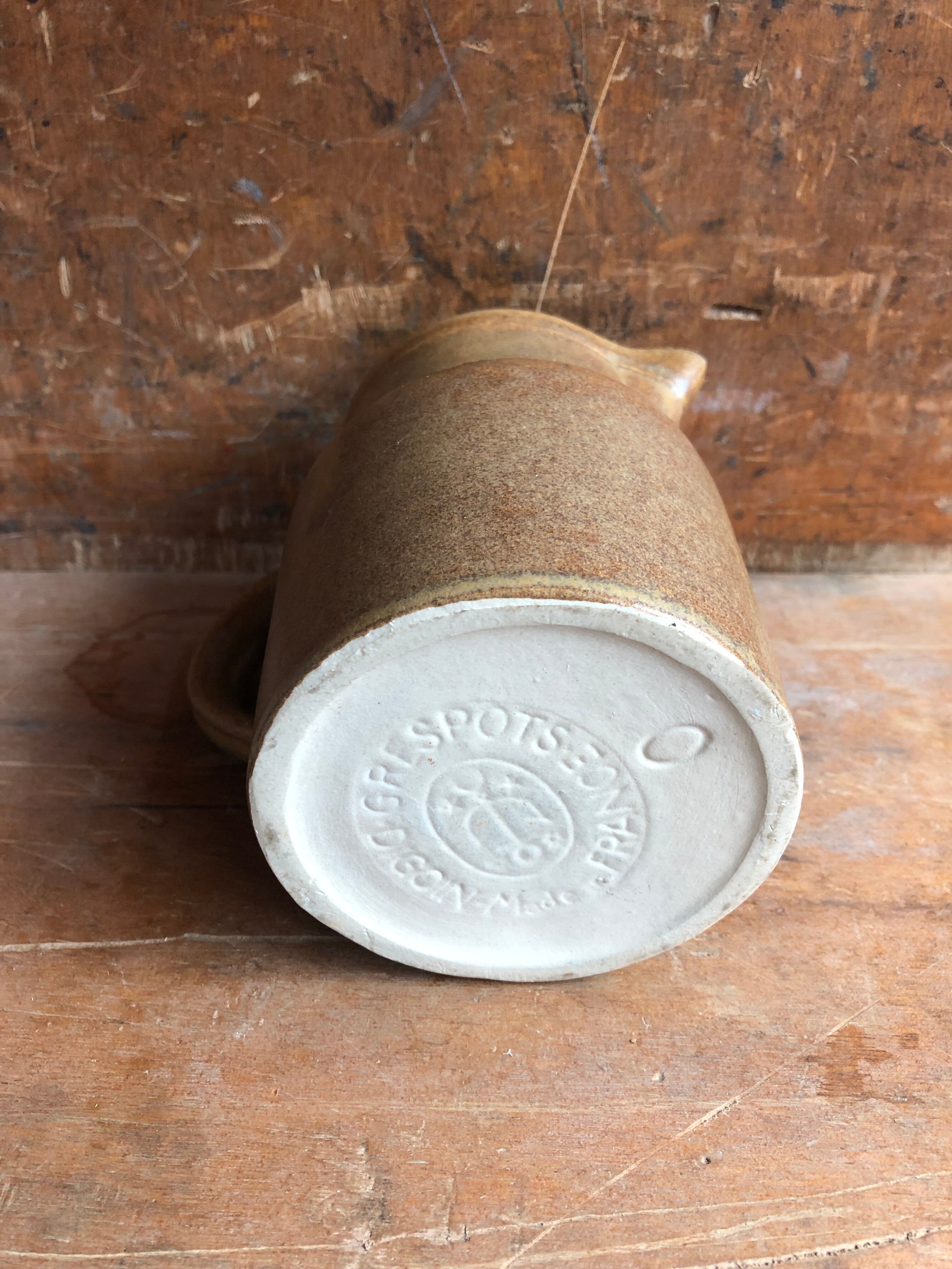 Old pitcher digoin + cove ceramic beige france vintage