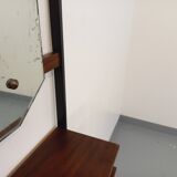 Meuble d’entrée vestiaire italien vintage avec miroir, tablettes en teck