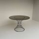 Space Age round dining table in chrome metal and smoked glass.