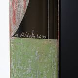 Vase Art Déco en verre opalin noir vert et rouge Anatole Riecke 1946