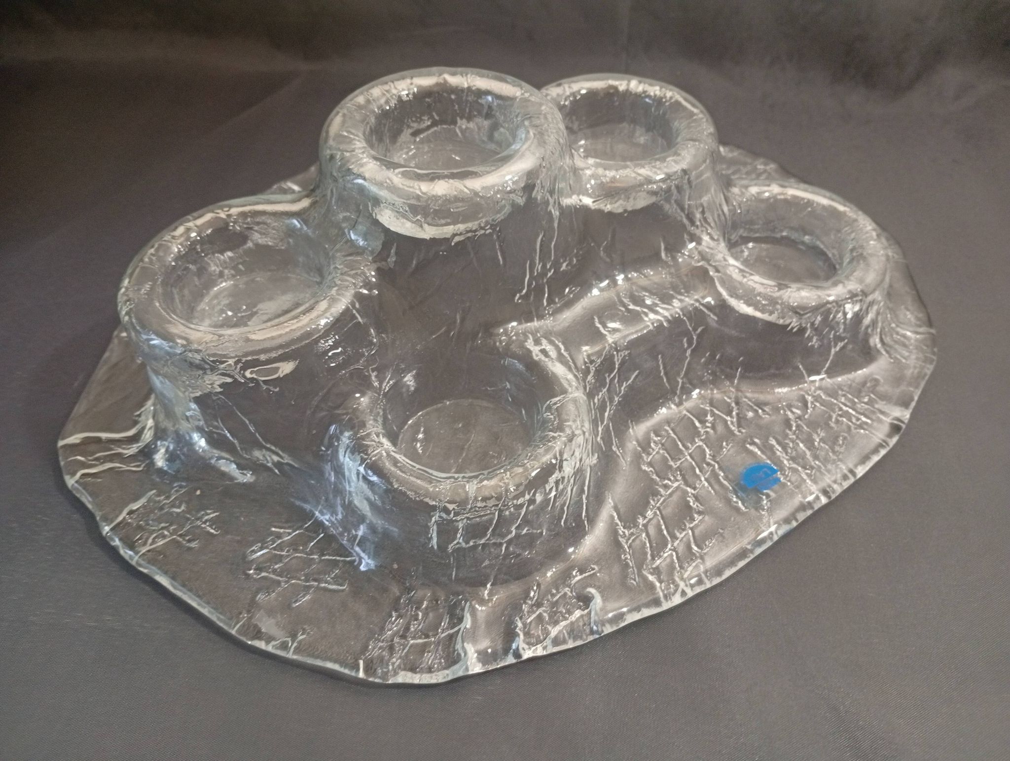 "Volcano" glass candlestick by Pertti Kallioinen for Meri Lasi, Finland