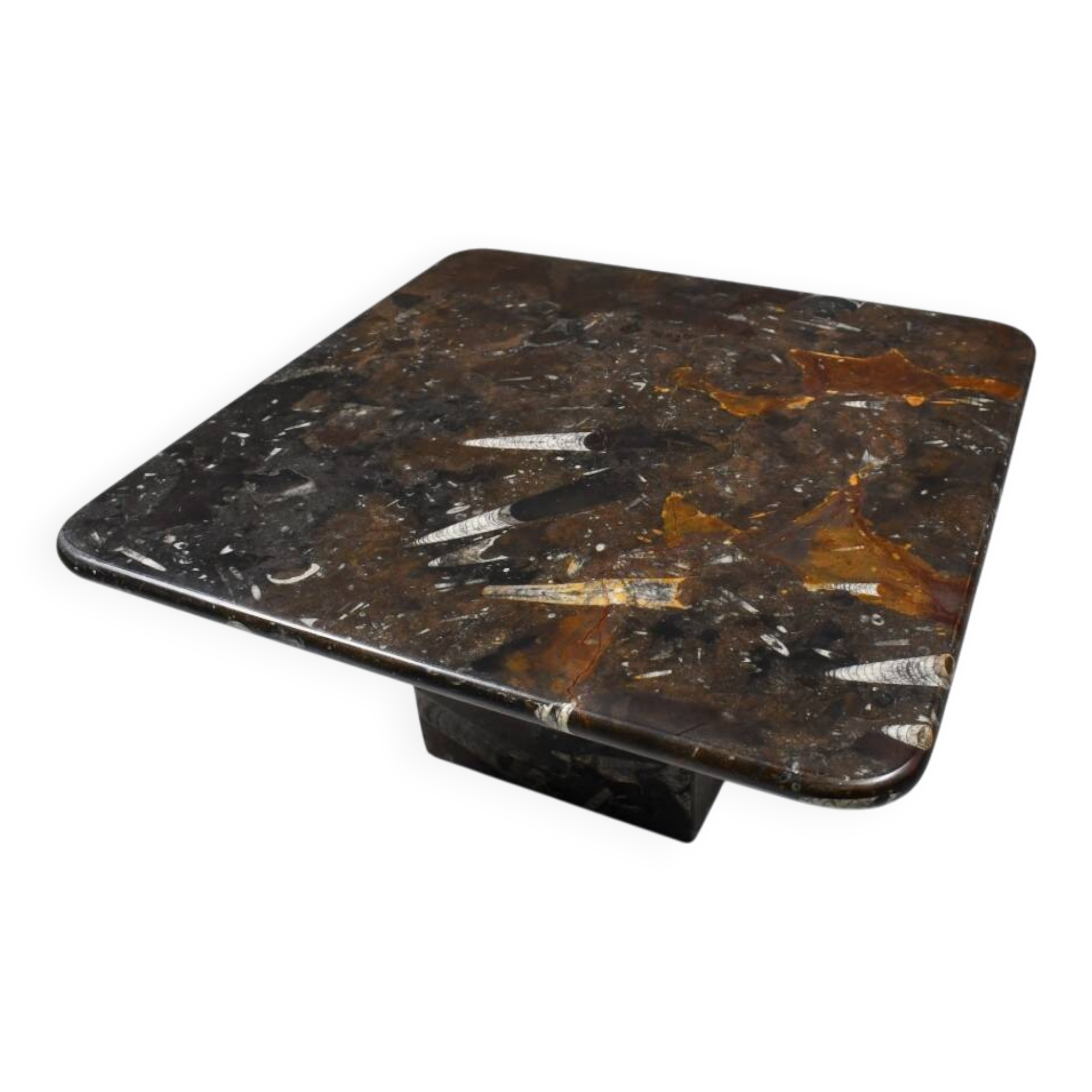 Petite table basse vintage fossilisée, années 1970
