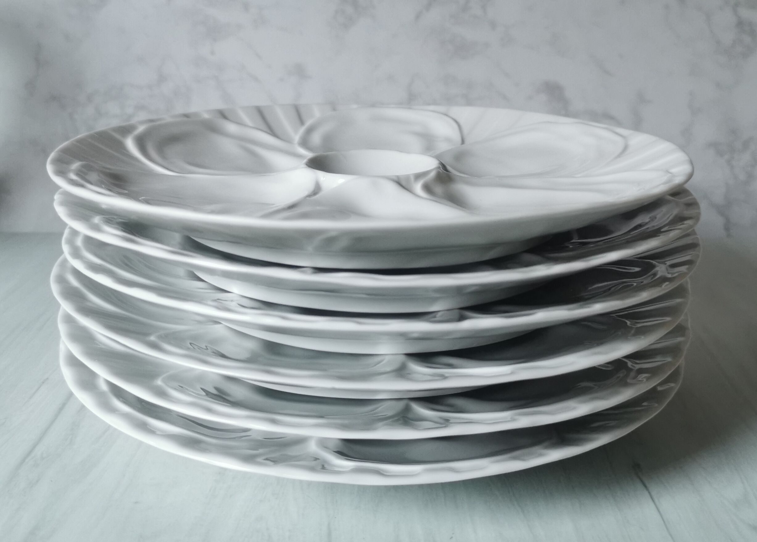 Ensemble de 6 assiettes Pillivuyt porcelaine blanche