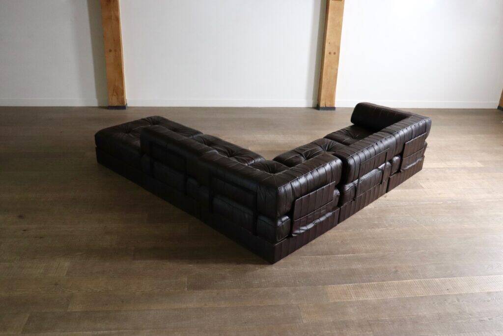De Sede DS-88 modular sofa in dark brown patchwork leather, Switzerland 1970s