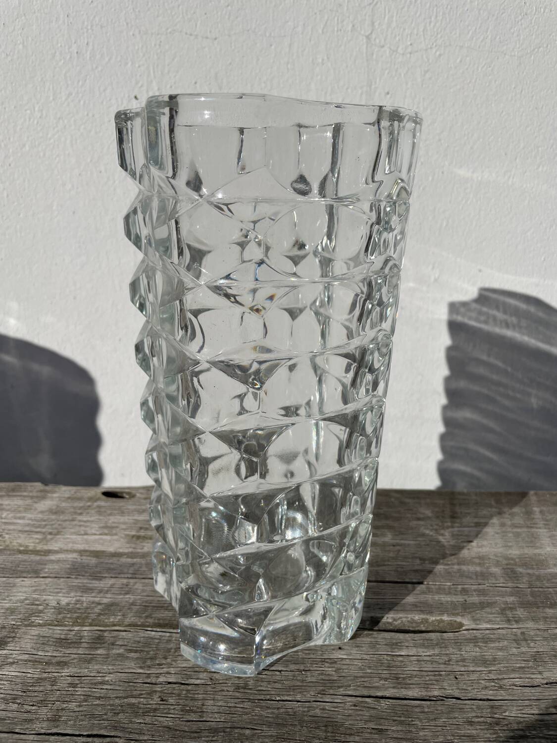 Classic clear thick glass vase