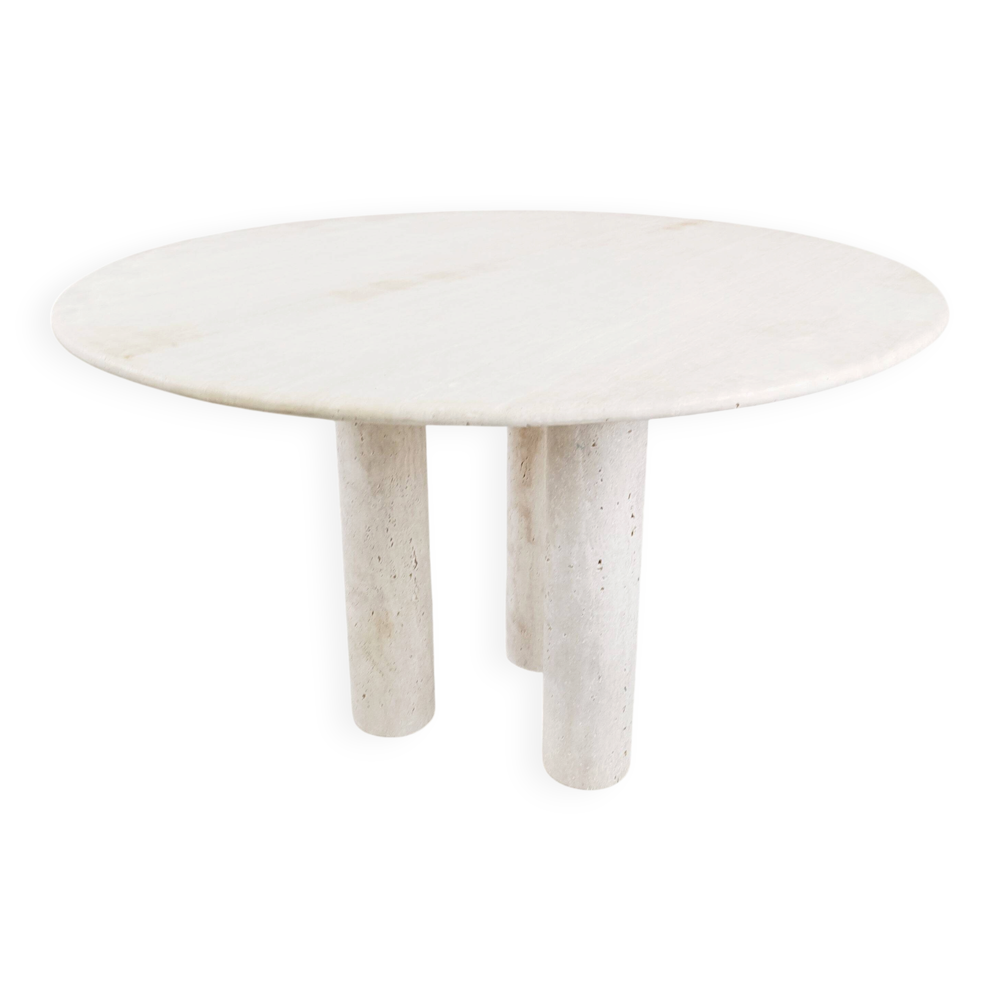 Round Italian travertine dining table 1970s