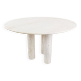 Table à manger ronde en travertin italien des années 1970