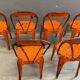 Set of 6 industrial metal dining chairs by Joseph Mathieu, painted steel, 1920s, France