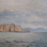 View of the Gulf of Naples, oil painting on board, Italy early 20th century, signed