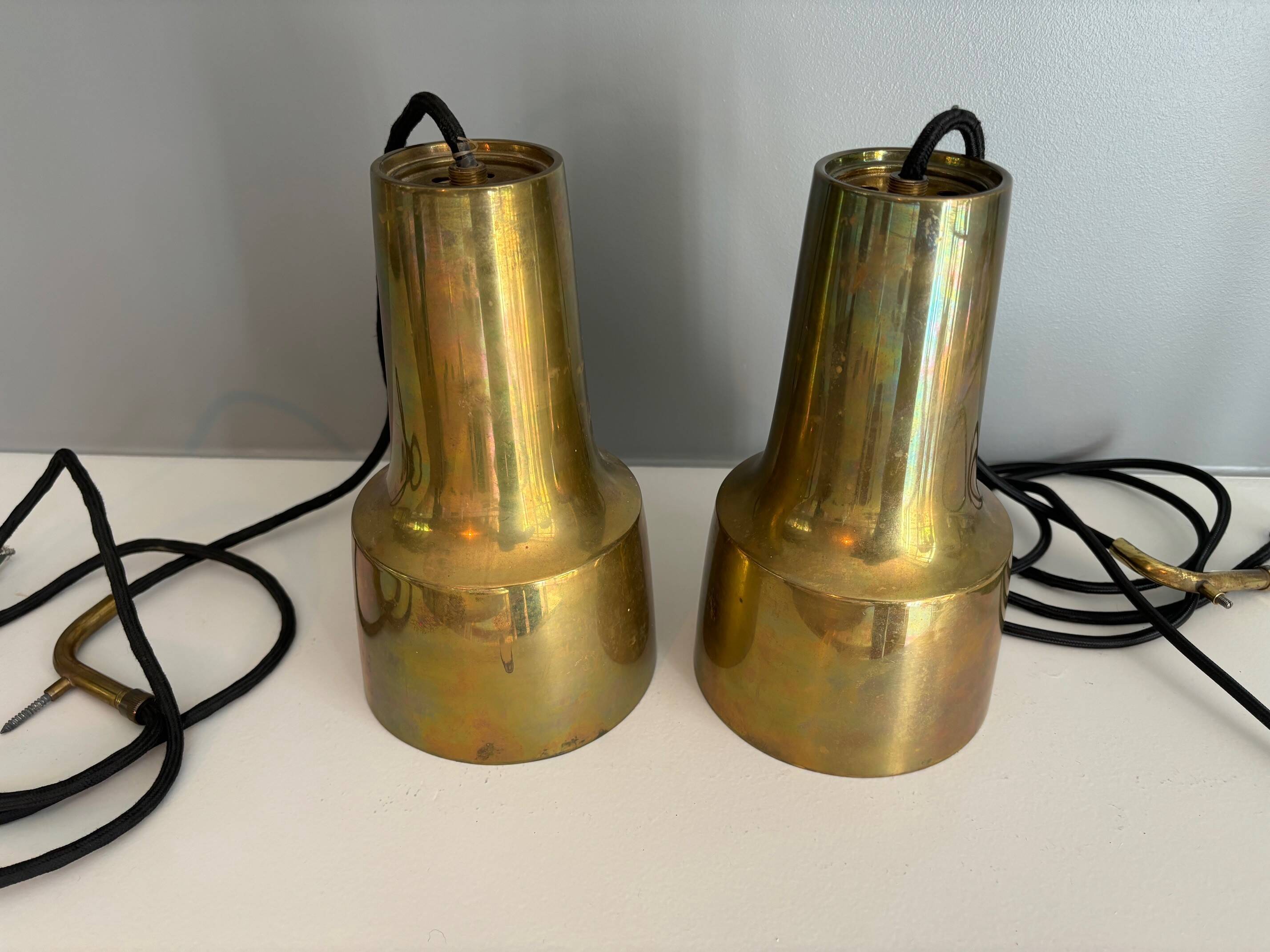 2 brass pendant lights - Sweden 50s/60s