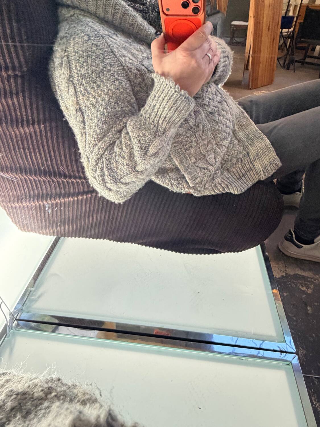 Pair of brown corduroy armchairs