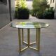 Round dining table glass and gilded metal, vintage 80's