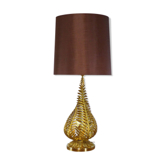 Lampe à poser aux feuillages de fougères dorés