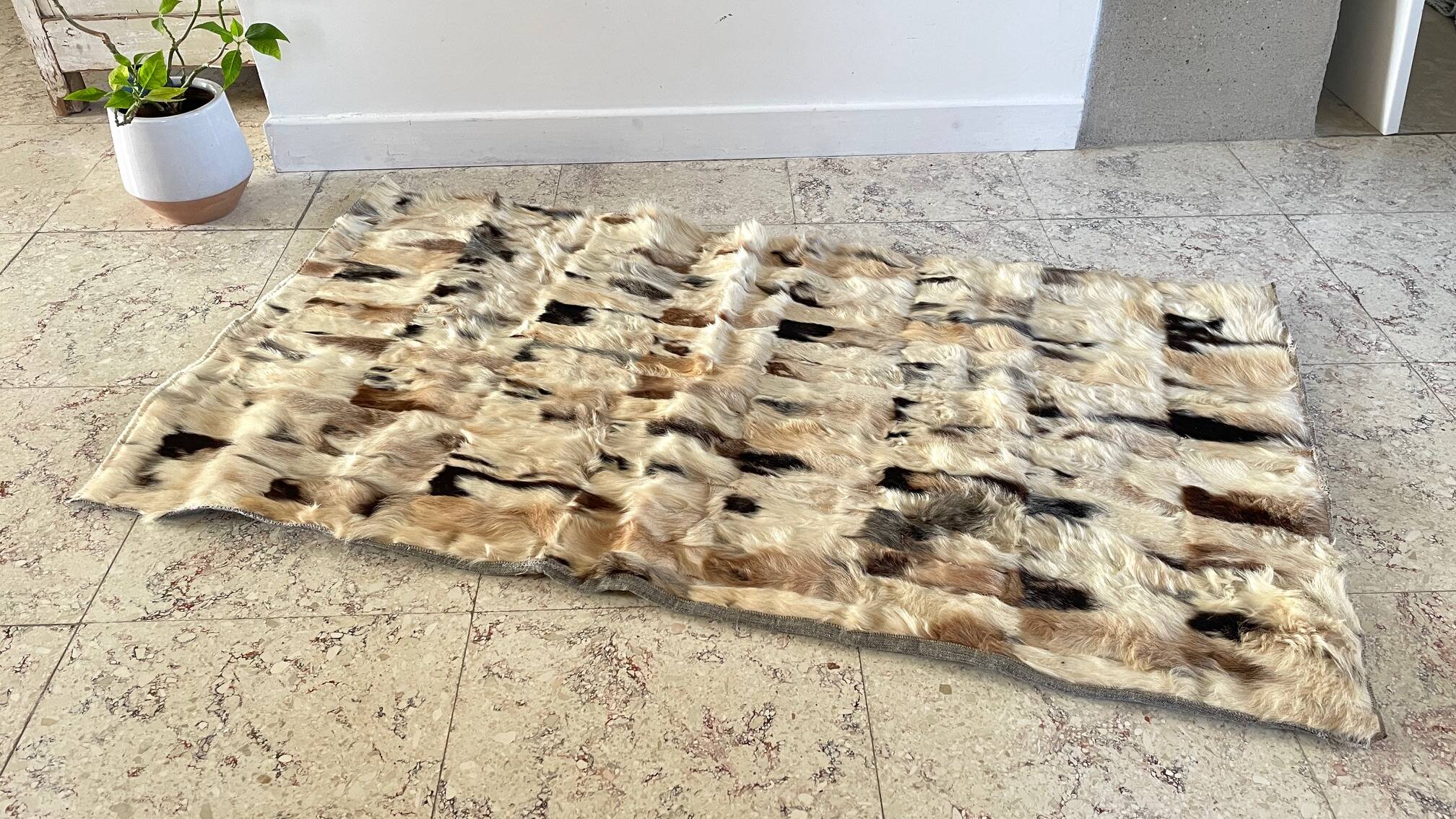 RUG Skin 1970s Beige-Brown - 56 x 107cm