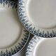6 flat earthenware plates, blue floral border