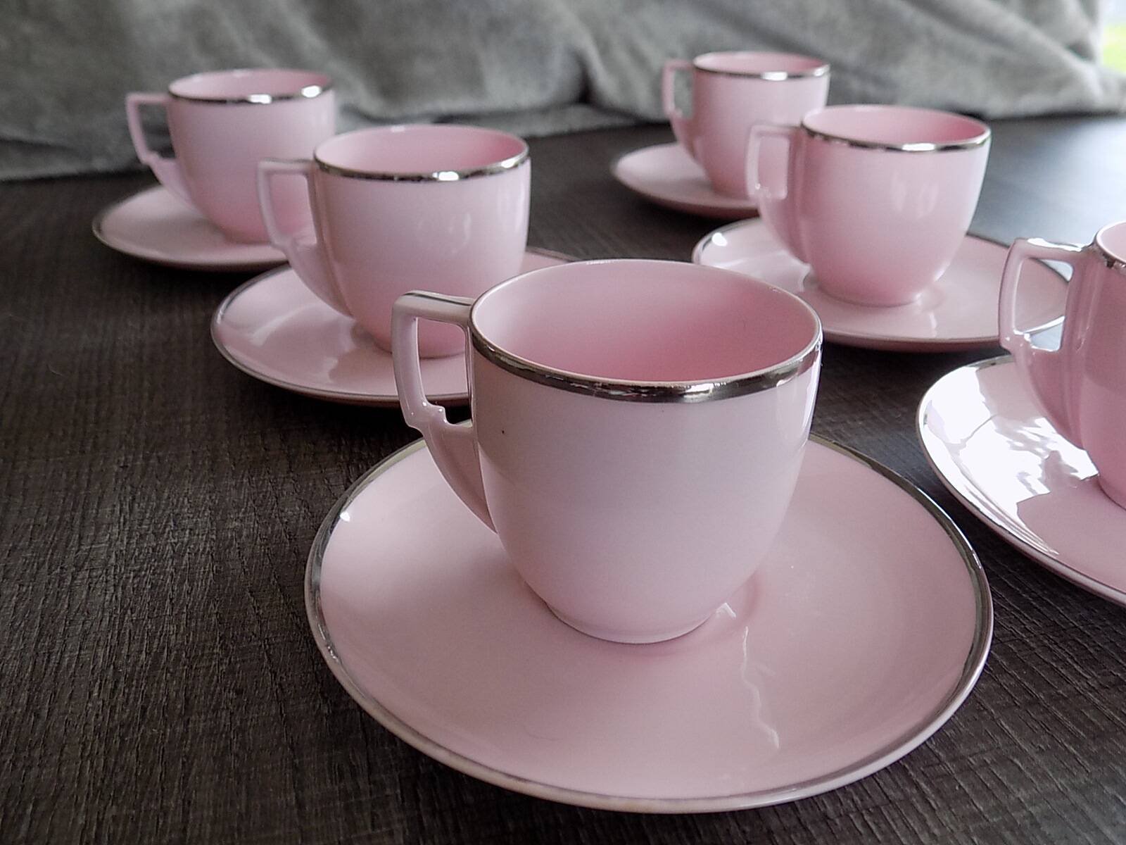 Powder pink cups and saucers