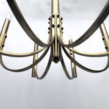 Sciolari, Vintage Italian large 8 lights brass chandelier. 1970s