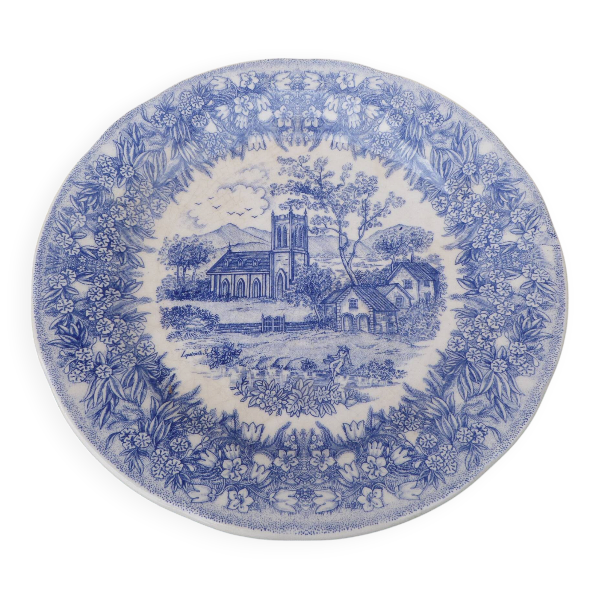 Set of 6 English plates with "Flowers" pattern.
