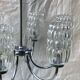 6-branched chrome chandelier & glass lampshades